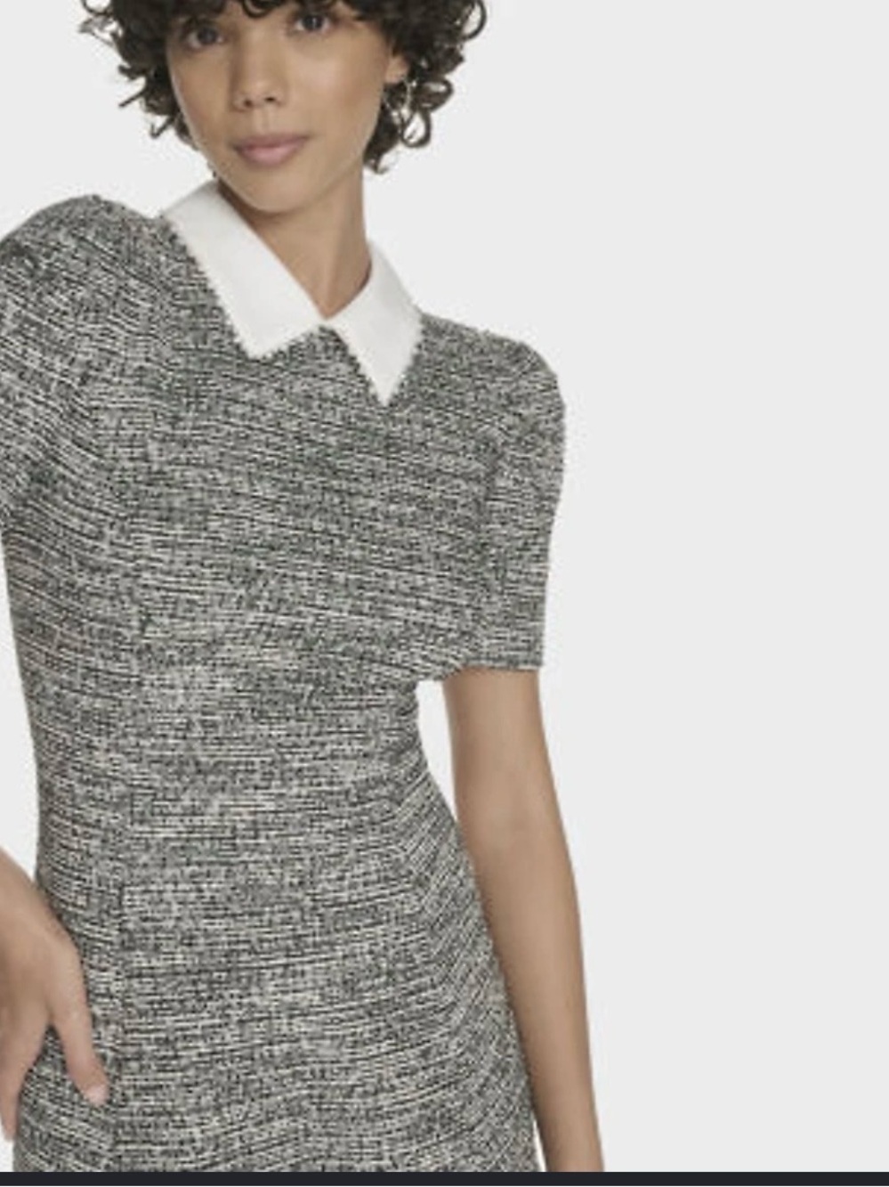 Embellished pearl trim short sleeve dress